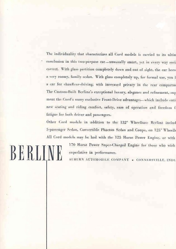 1937 Cord Custom Berline Brochure Page 4